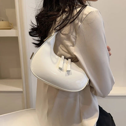 Stylish Small Handbag and Purse for Women Trendy PU Half Moon Shape Shoulder Bag