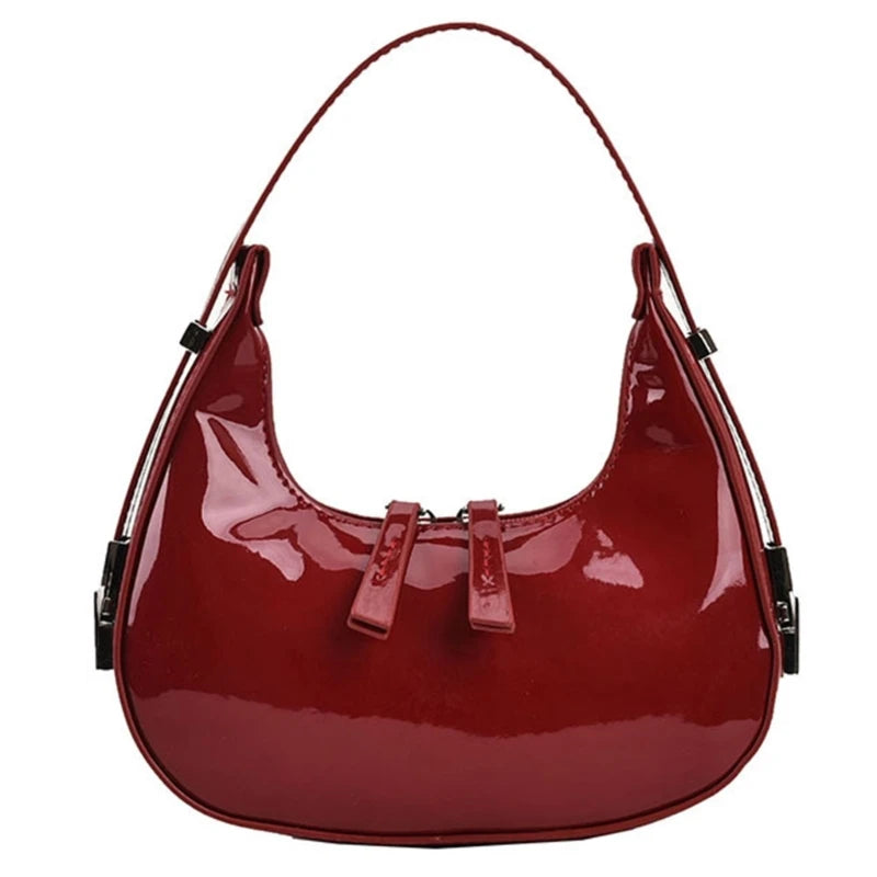 Stylish Small Handbag and Purse for Women Trendy PU Half Moon Shape Shoulder Bag