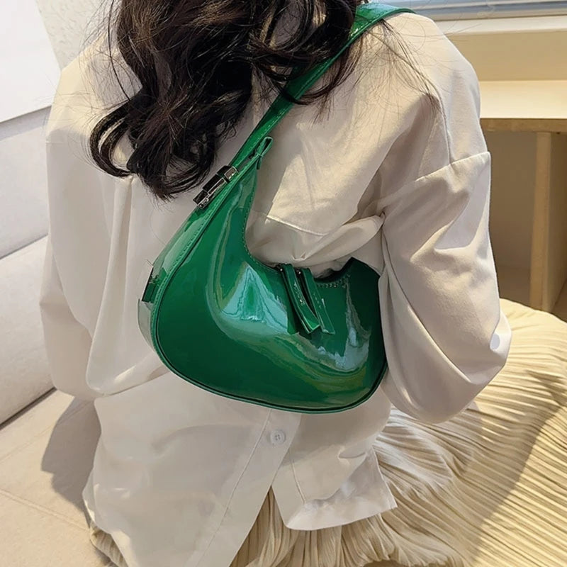 Stylish Small Handbag and Purse for Women Trendy PU Half Moon Shape Shoulder Bag