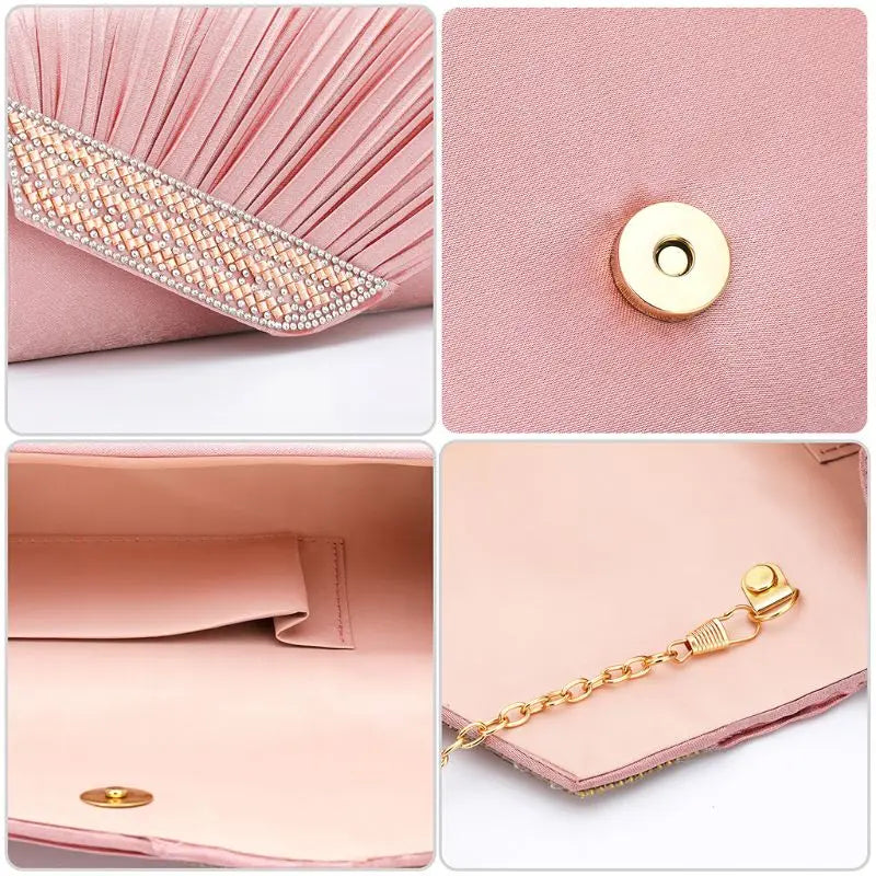 Stylish Women for Rhinestone Handbag Evening Party Clutch Bag Wedding Wallet Pur