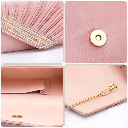 Stylish Women for Rhinestone Handbag Evening Party Clutch Bag Wedding Wallet Pur