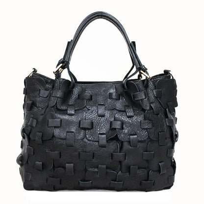 Stylish Women's Bag Handmade Patchwork Colored Genuine Leather Handbags Female High Quality Luxury Large Capacity Tote Purses