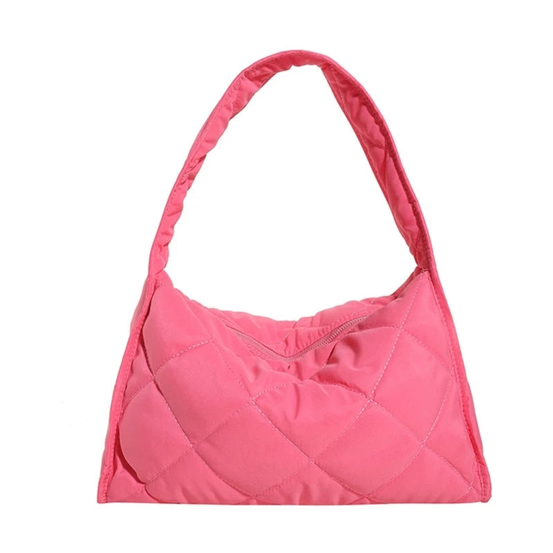 Stylish Women's Diamond Patterned Nylon Down Coat Bag Lightweight and Cozy