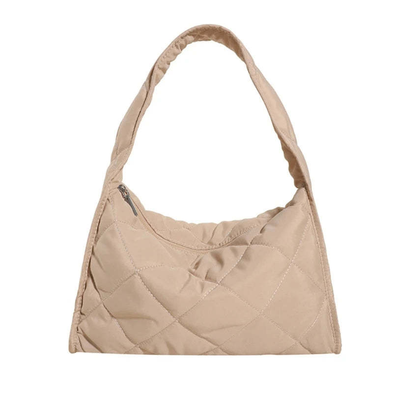 Stylish Women's Diamond Patterned Nylon Down Coat Bag Lightweight and Cozy