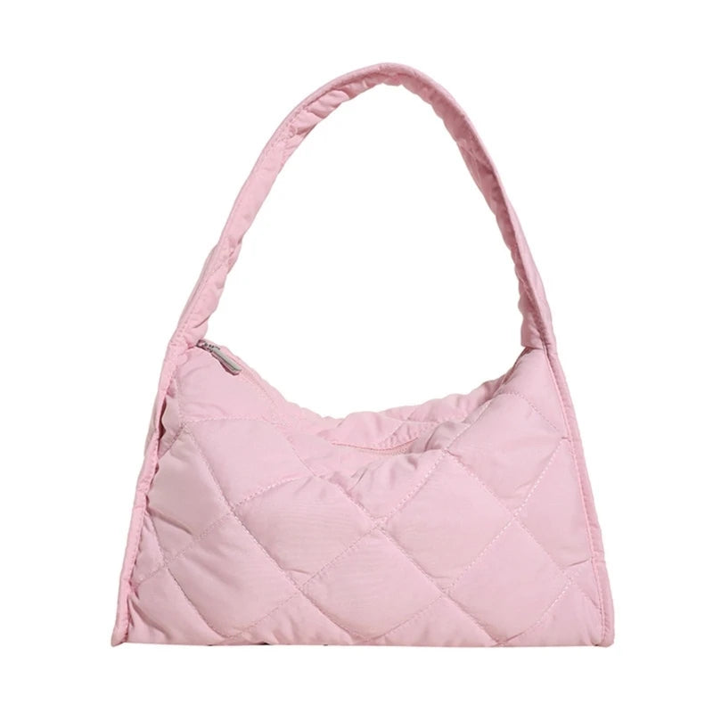 Stylish Women's Diamond Patterned Nylon Down Coat Bag Lightweight and Cozy