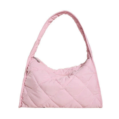 Stylish Women's Diamond Patterned Nylon Down Coat Bag Lightweight and Cozy