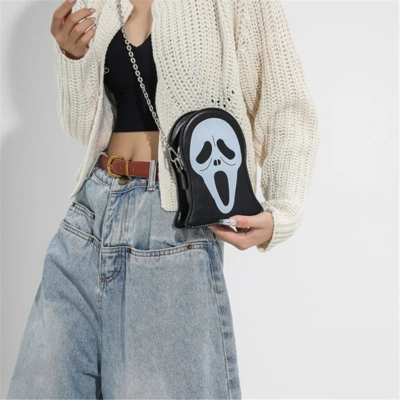 Stylish and Functional Sling Bag Halloween Skull Pattern Shoulder Bag for Everyday Use