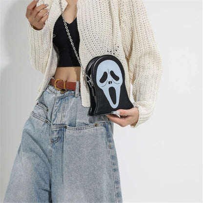 Stylish and Functional Sling Bag Halloween Skull Pattern Shoulder Bag for Everyday Use