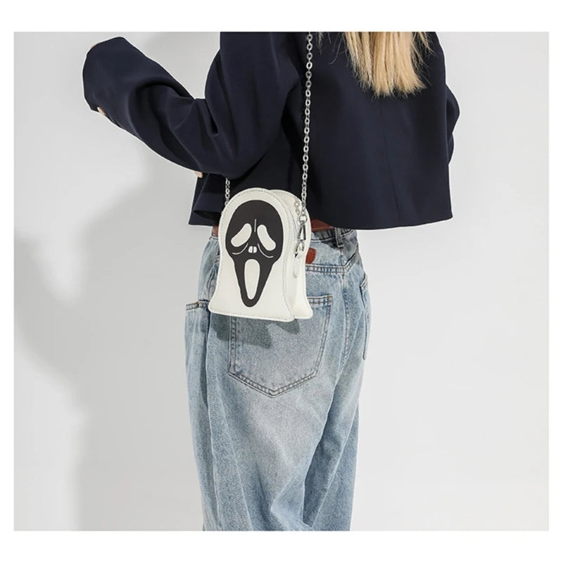 Stylish and Functional Sling Bag Halloween Skull Pattern Shoulder Bag for Everyday Use
