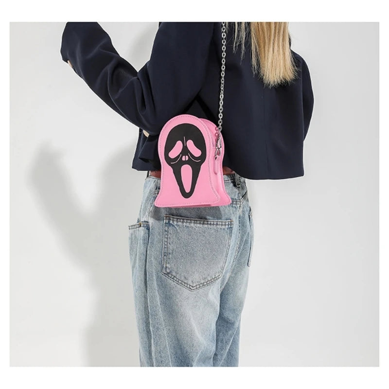 Stylish and Functional Sling Bag Halloween Skull Pattern Shoulder Bag for Everyday Use