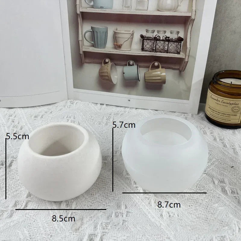 Succulent Plant Pots Molds Silicone Flowerpot Epoxy Resin Mould DIY Handmade Round Concrete Candle Jar Silicone Mould