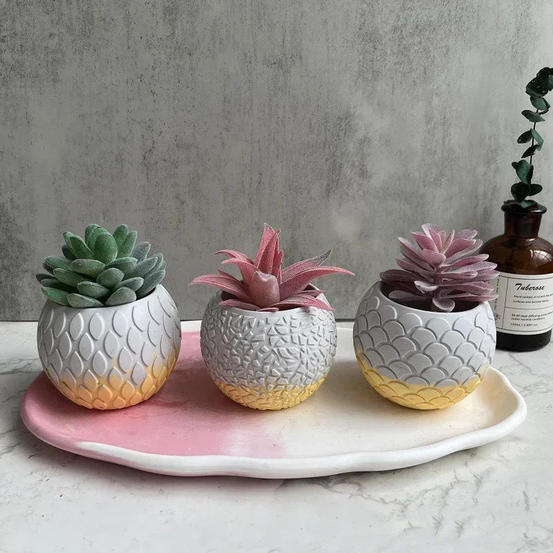 Succulent Plant Pots Molds Silicone Flowerpot Epoxy Resin Mould DIY Handmade Round Concrete Candle Jar Silicone Mould