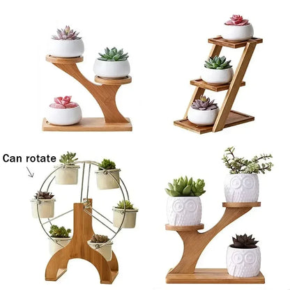 Succulents Ceramic Potted Desktop Can Rotate Ferris Wheel Flower Pot Creative Decoration Office Flower Container lettre en bois