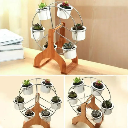 Succulents Ceramic Potted Desktop Can Rotate Ferris Wheel Flower Pot Creative Decoration Office Flower Container lettre en bois