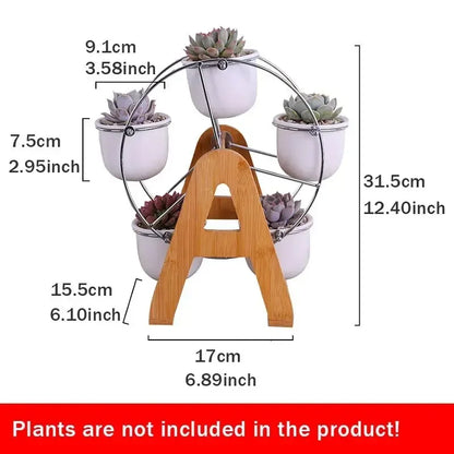 Succulents Ceramic Potted Desktop Can Rotate Ferris Wheel Flower Pot Creative Decoration Office Flower Container lettre en bois