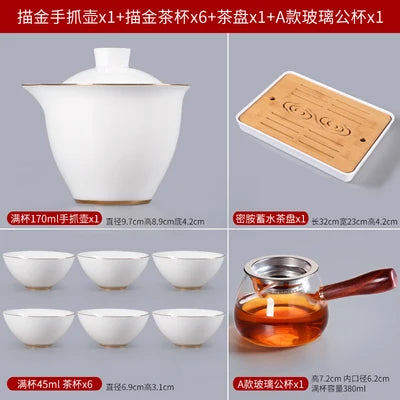 Suet Jade Hand Grab Pot Cover Bowl, Tea Cup, Anti Hot Hand Make, Gaiwan Single Tea Bowl, Large White Ceramic Kungfu Tea Set