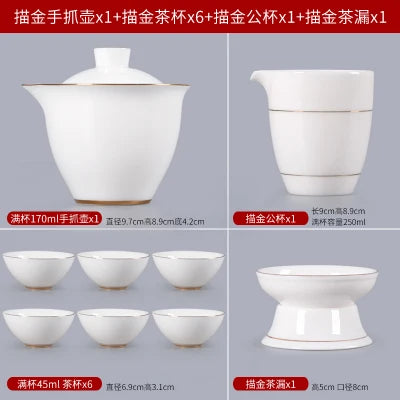 Suet Jade Hand Grab Pot Cover Bowl, Tea Cup, Anti Hot Hand Make, Gaiwan Single Tea Bowl, Large White Ceramic Kungfu Tea Set
