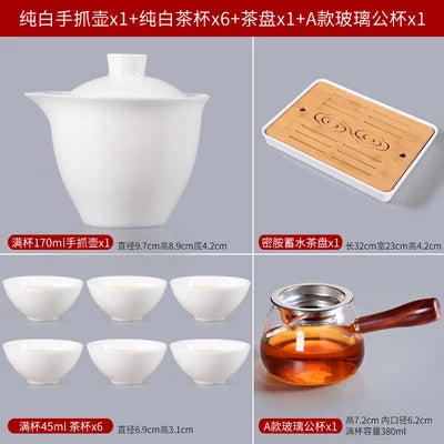Suet Jade Hand Grab Pot Cover Bowl, Tea Cup, Anti Hot Hand Make, Gaiwan Single Tea Bowl, Large White Ceramic Kungfu Tea Set