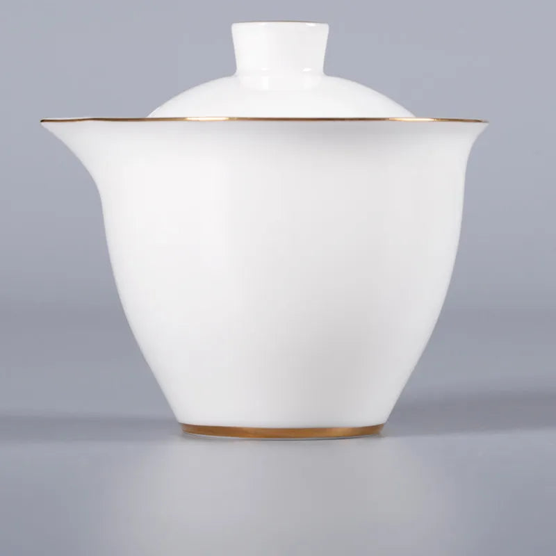 Suet Jade Hand Grab Pot Cover Bowl, Tea Cup, Anti Hot Hand Make, Gaiwan Single Tea Bowl, Large White Ceramic Kungfu Tea Set