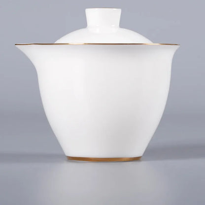 Suet Jade Hand Grab Pot Cover Bowl, Tea Cup, Anti Hot Hand Make, Gaiwan Single Tea Bowl, Large White Ceramic Kungfu Tea Set