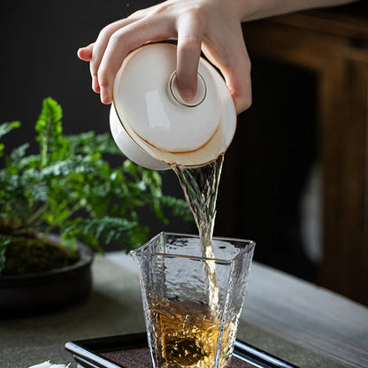Suet Jade White Porcelain Gaiwan Teacup Handmade Ceramic Tea Tureen Home Teaware Drinkware Travel Cup Chinese Tea Ceremony