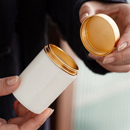 Suet Jade White Porcelain Tea Caddies ,Ceramic Mini Sealed Can ,Small Portable Travel Carrying Tea Can