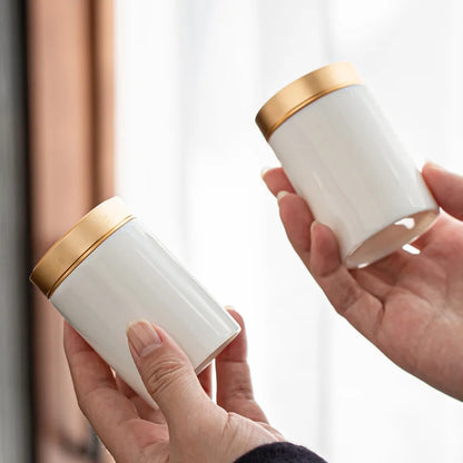 Suet Jade White Porcelain Tea Caddies ,Ceramic Mini Sealed Can ,Small Portable Travel Carrying Tea Can