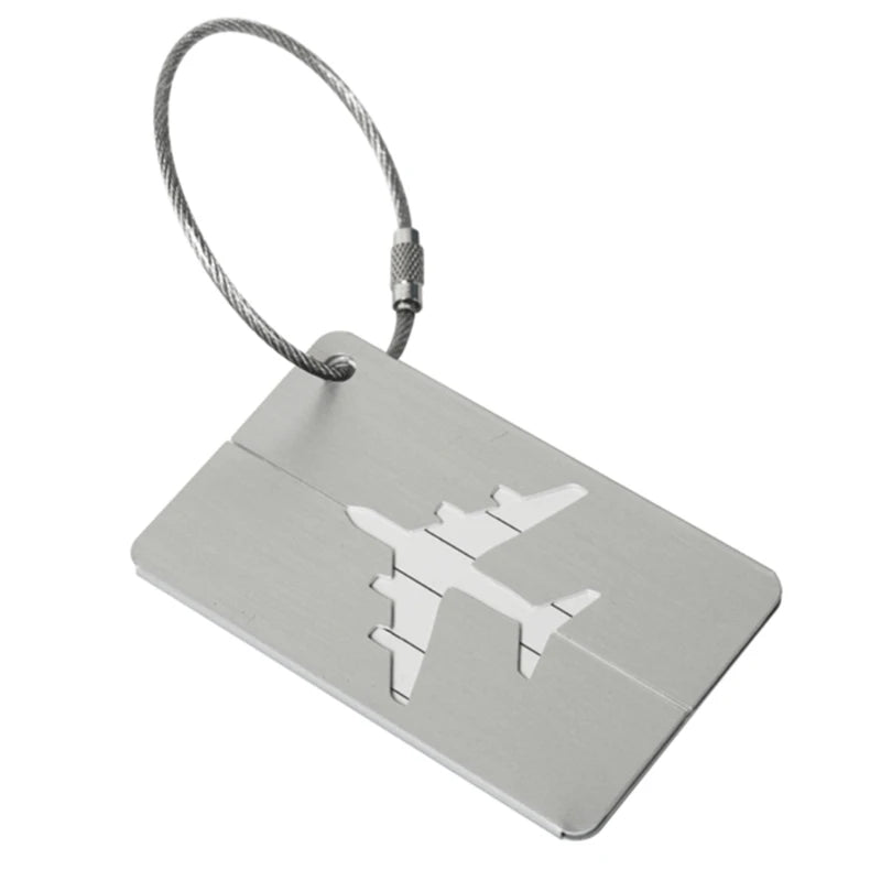 Suitcase Luggage Tags with Name Address Card Aluminum Suitcase Label Baggage Identifier Backpack Tags and Metal Loop