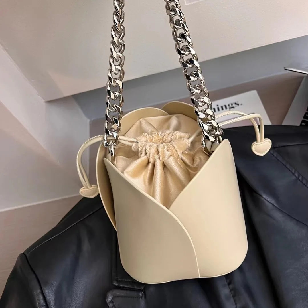 Summer Bag for Women 2024 New Chain Bucket Bag for Women one Shoulder Crossbody Hand-held Bag Vegetable Basket