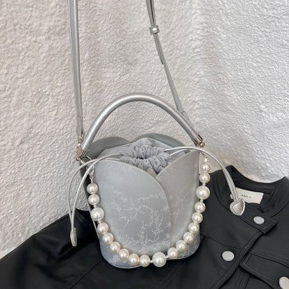 Summer Bag for Women 2024 New Chain Bucket Bag for Women one Shoulder Crossbody Hand-held Bag Vegetable Basket