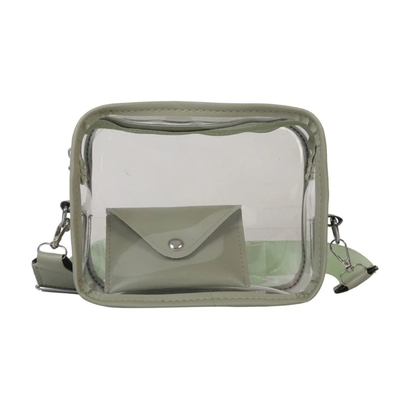 Summer Causual PVC Transparent Crossbody Bag for Women Girls Female Bag Clear Messenger Shoulder Bag with Wallet
