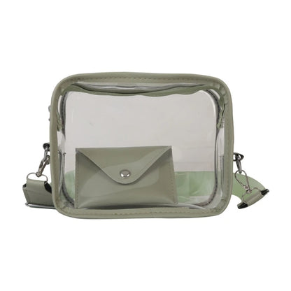 Summer Causual PVC Transparent Crossbody Bag for Women Girls Female Bag Clear Messenger Shoulder Bag with Wallet