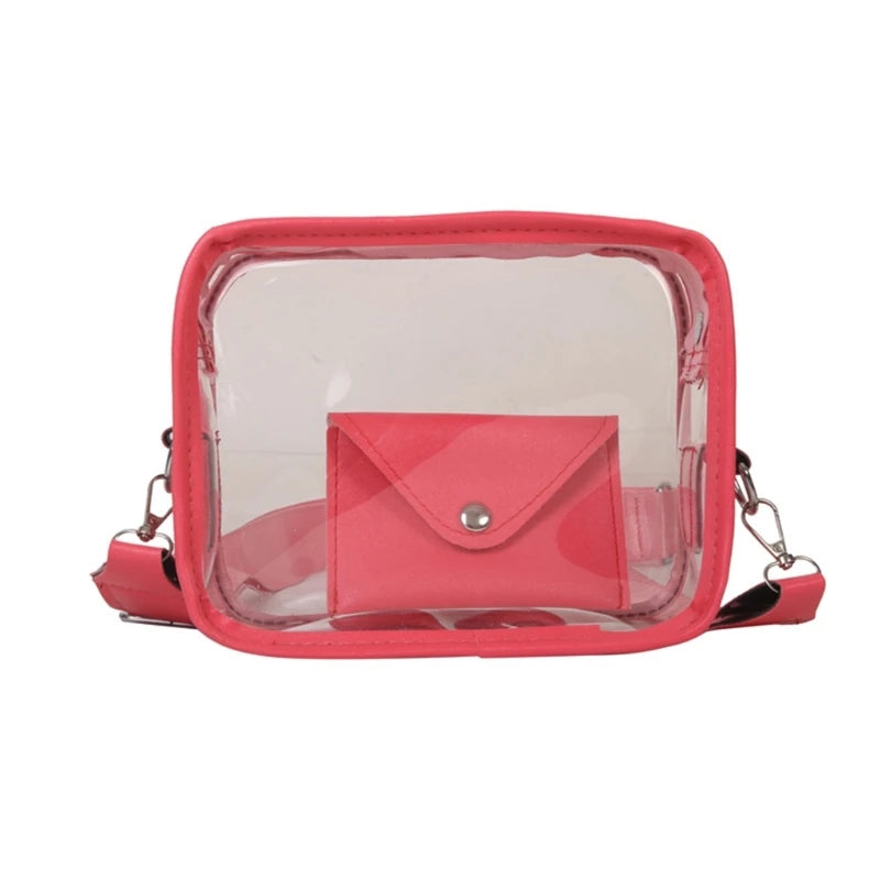 Summer Causual PVC Transparent Crossbody Bag for Women Girls Female Bag Clear Messenger Shoulder Bag with Wallet