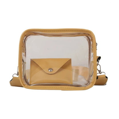 Summer Causual PVC Transparent Crossbody Bag for Women Girls Female Bag Clear Messenger Shoulder Bag with Wallet