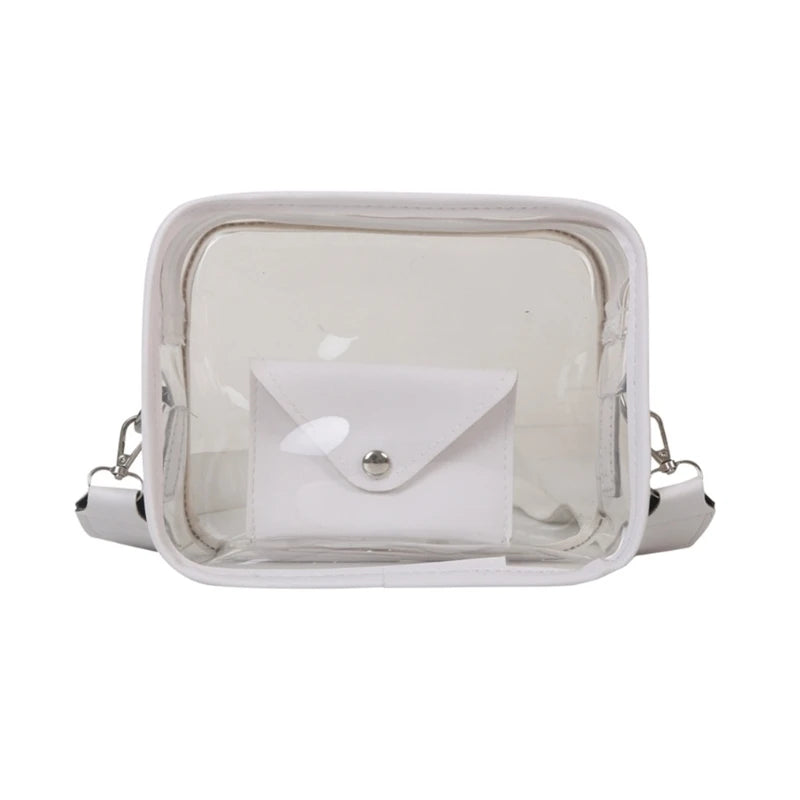 Summer Causual PVC Transparent Crossbody Bag for Women Girls Female Bag Clear Messenger Shoulder Bag with Wallet