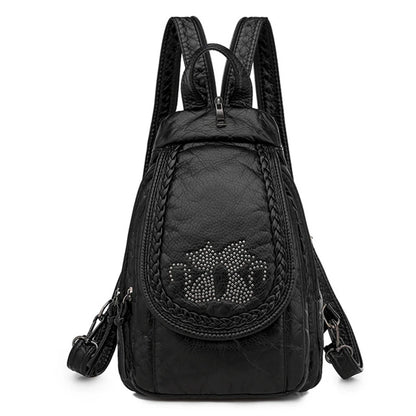 Summer Ladies Washed Leather Backpack 3 In 1 Cute Cat Women Bagpack Small Travel Backpack for Girls Sac A Dos Mochila Feminina