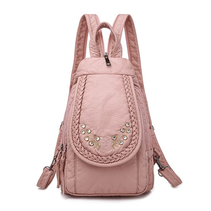 Summer Ladies Washed Leather Backpack 3 In 1 Cute Cat Women Bagpack Small Travel Backpack for Girls Sac A Dos Mochila Feminina