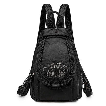 Summer Ladies Washed Leather Backpack 3 In 1 Cute Cat Women Bagpack Small Travel Backpack for Girls Sac A Dos Mochila Feminina