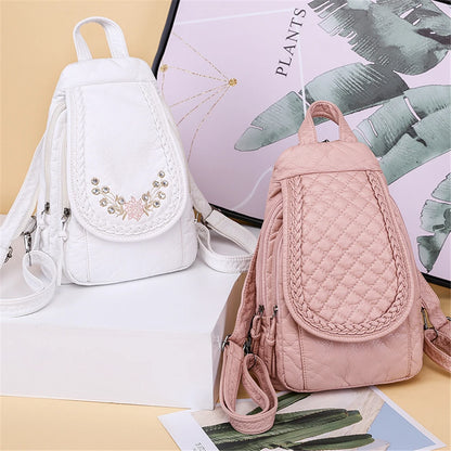 Summer Ladies Washed Leather Backpack 3 In 1 Cute Cat Women Bagpack Small Travel Backpack for Girls Sac A Dos Mochila Feminina