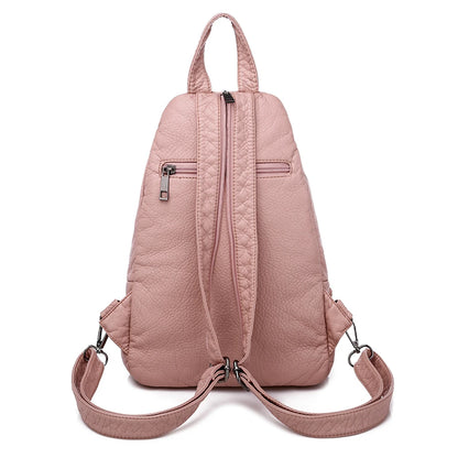 Summer Ladies Washed Leather Backpack 3 In 1 Cute Cat Women Bagpack Small Travel Backpack for Girls Sac A Dos Mochila Feminina