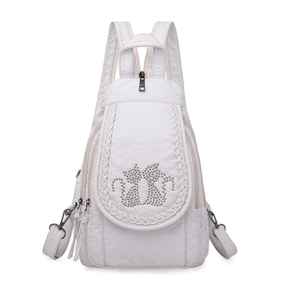 Summer Ladies Washed Leather Backpack 3 In 1 Cute Cat Women Bagpack Small Travel Backpack for Girls Sac A Dos Mochila Feminina