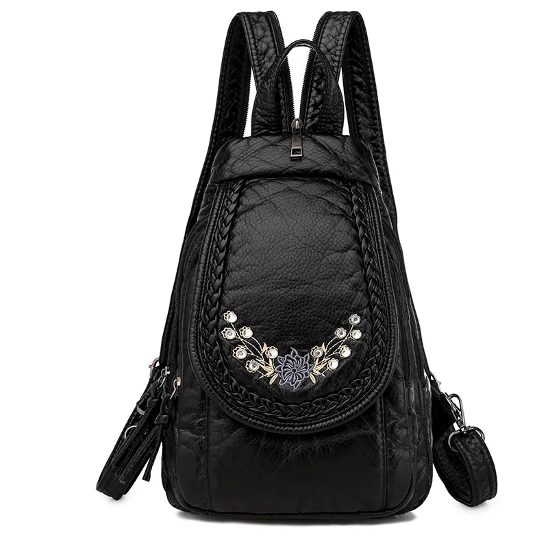 Summer Ladies Washed Leather Backpack 3 In 1 Cute Cat Women Bagpack Small Travel Backpack for Girls Sac A Dos Mochila Feminina