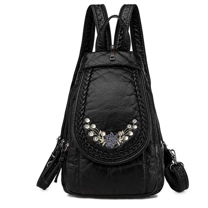 Summer Ladies Washed Leather Backpack 3 In 1 Cute Cat Women Bagpack Small Travel Backpack for Girls Sac A Dos Mochila Feminina