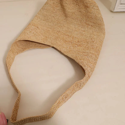 Summer New 2024 Beach Style Straw Bag Large Capacity Single Shoulder Bucket Bags Casual All-match Travel Pouch Female Purses