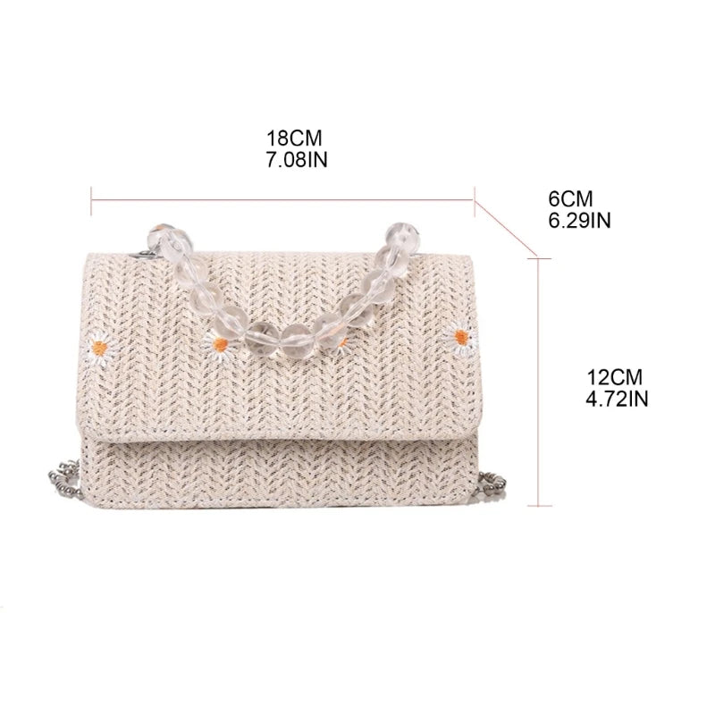 Summer Straw Crossbody Bag Beach Woven Tote Travel Shoulder Bag for Women Girls