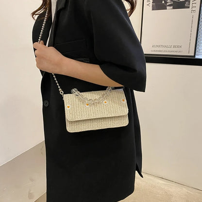 Summer Straw Crossbody Bag Beach Woven Tote Travel Shoulder Bag for Women Girls