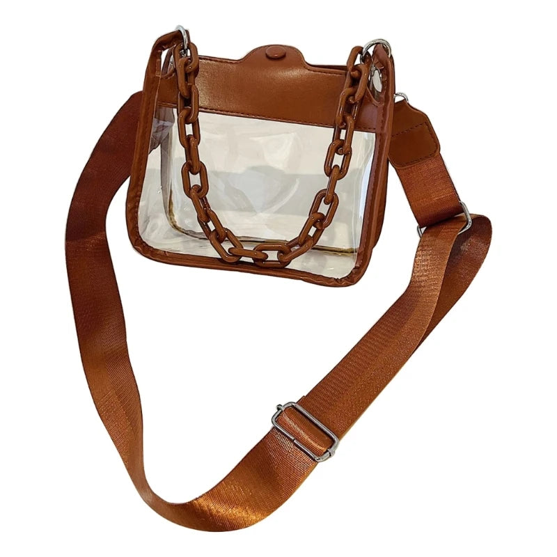Summer Women Clear Transparent Crossbody Bag Female PVC Handbags and Purses Acrylic Chain Square Shoulder Bag