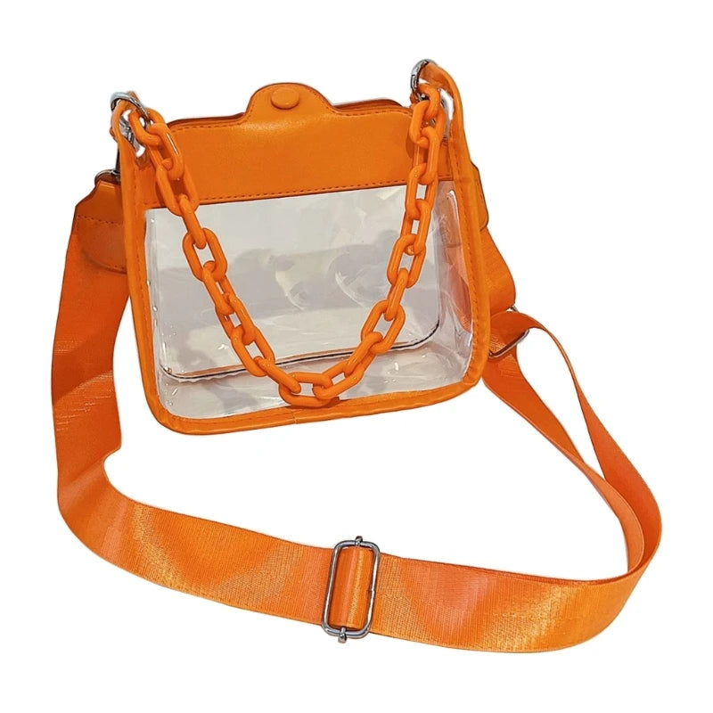 Summer Women Clear Transparent Crossbody Bag Female PVC Handbags and Purses Acrylic Chain Square Shoulder Bag