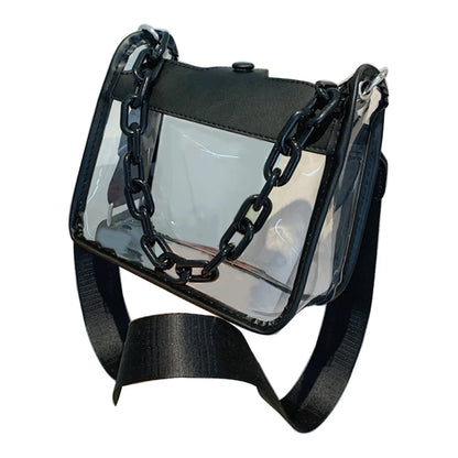 Summer Women Clear Transparent Crossbody Bag Female PVC Handbags and Purses Acrylic Chain Square Shoulder Bag