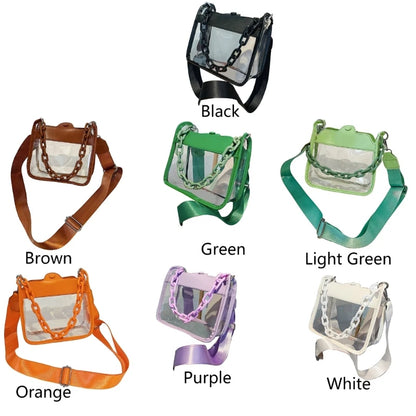 Summer Women Clear Transparent Crossbody Bag Female PVC Handbags and Purses Acrylic Chain Square Shoulder Bag